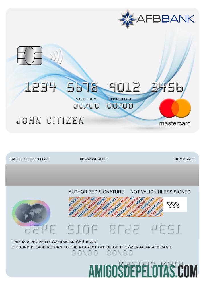 Mastercard do Banco AFB do Azerbaijão modelo